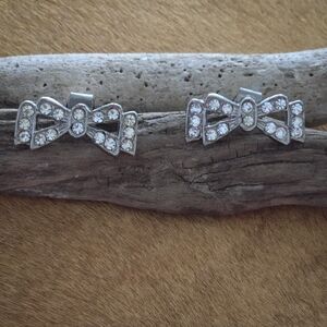 Vintage Art Deco Style Sparkling Bow Shoe Clips